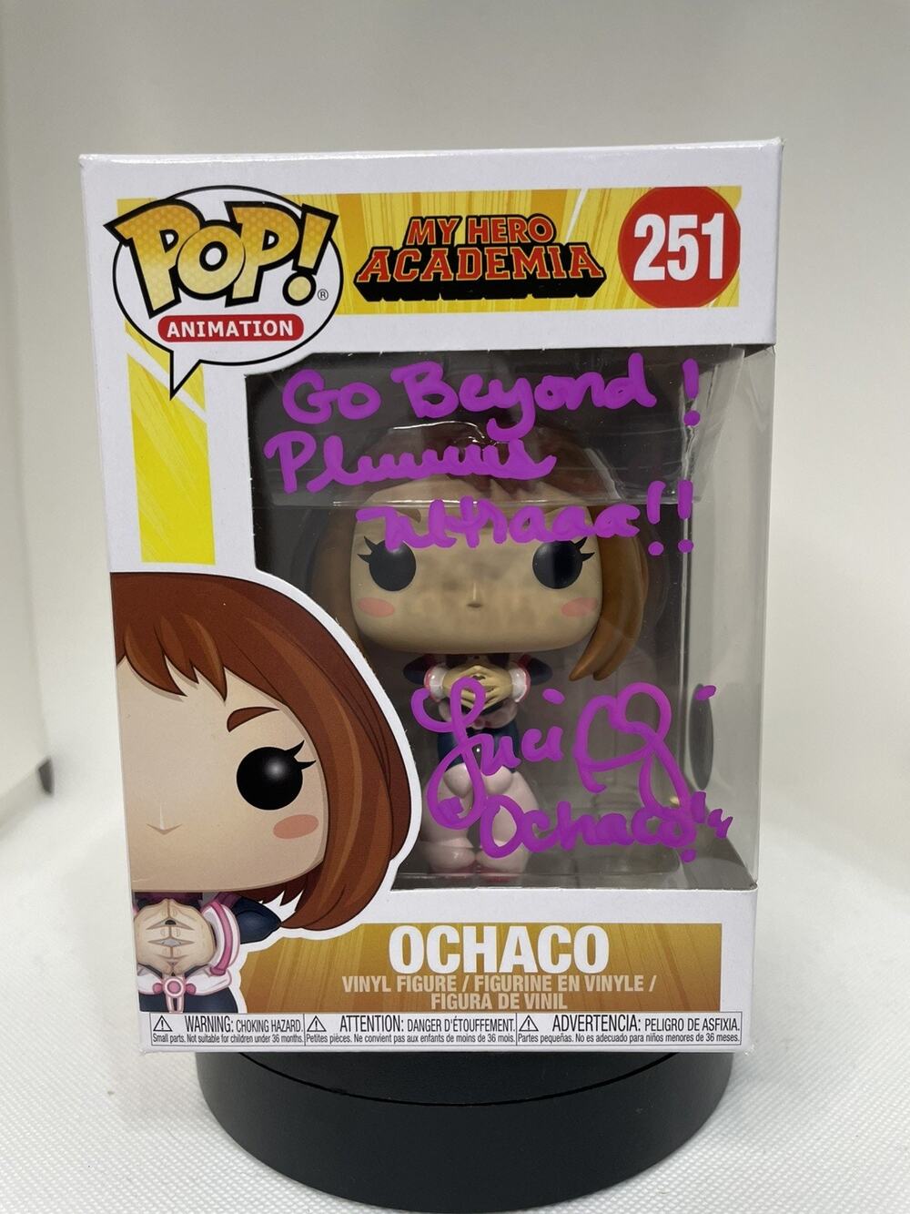Funko Pop Ochaco 251 signed by Luci Christian. Alpha Omega certified